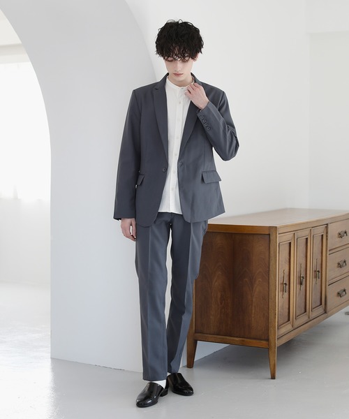 ASTRONOMY（アストロノミー）の「スーツ地 センタープレス テーパード スリム スラックス【セットアップ対応】（スラックス・メンズ・ブラック/ネイビー/グレー/チャコール・S/M/L/XL）」の15枚目の写真