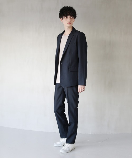 ASTRONOMY（アストロノミー）の「スーツ地 センタープレス テーパード スリム スラックス【セットアップ対応】（スラックス・メンズ・ブラック/ネイビー/グレー/チャコール・S/M/L/XL）」の21枚目の写真