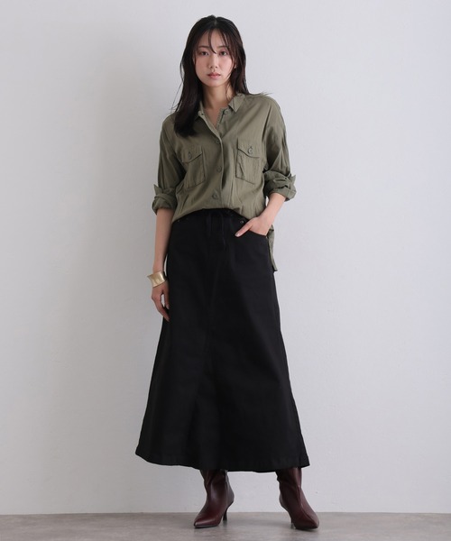 ElegChic(エレグシック)の「ウエストリブ ロング スカート (スカート・レディース・カーキ/ブラック/ベージュ・M/4L/XXL/XL/L)」の21枚目の写真