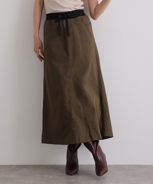 ElegChic(エレグシック)の「ウエストリブ ロング スカート (スカート・レディース・カーキ/ブラック/ベージュ・M/4L/XXL/XL/L)」の7枚目の写真