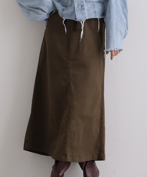 ElegChic(エレグシック)の「ウエストリブ ロング スカート (スカート・レディース・カーキ/ブラック/ベージュ・M/4L/XXL/XL/L)」の12枚目の写真