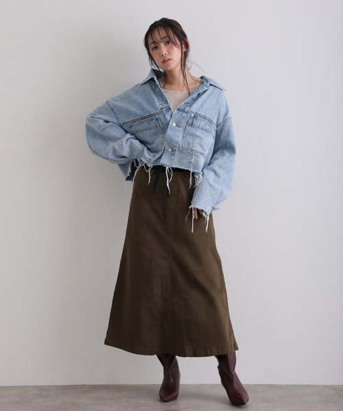ElegChic(エレグシック)の「ウエストリブ ロング スカート (スカート・レディース・カーキ/ブラック/ベージュ・M/4L/XXL/XL/L)」の13枚目の写真