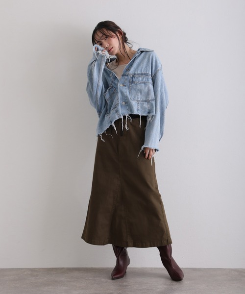 ElegChic(エレグシック)の「ウエストリブ ロング スカート (スカート・レディース・カーキ/ブラック/ベージュ・M/4L/XXL/XL/L)」の14枚目の写真