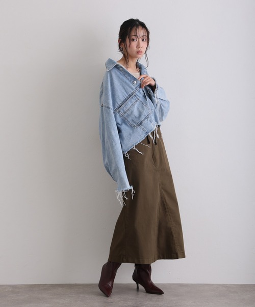 ElegChic(エレグシック)の「ウエストリブ ロング スカート (スカート・レディース・カーキ/ブラック/ベージュ・M/4L/XXL/XL/L)」の16枚目の写真
