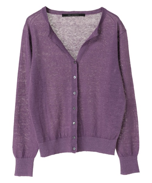 YECCA VECCA（イェッカヴェッカ）の「【Steady.6月号掲載】P.フレンチリネンカーディガン　＊（カーディガン/ボレロ・レディース・ライトグレー/ブラック/パープル/オフホワイト/イエロー/グリーン・FREE）」の5枚目の写真