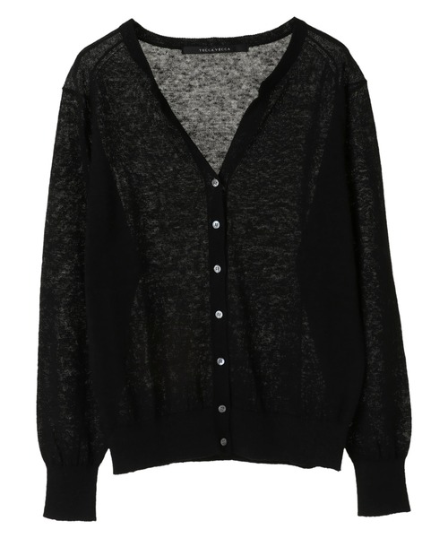 YECCA VECCA（イェッカヴェッカ）の「【Steady.6月号掲載】P.フレンチリネンカーディガン　＊（カーディガン/ボレロ・レディース・ライトグレー/ブラック/パープル/オフホワイト/イエロー/グリーン・FREE）」の3枚目の写真