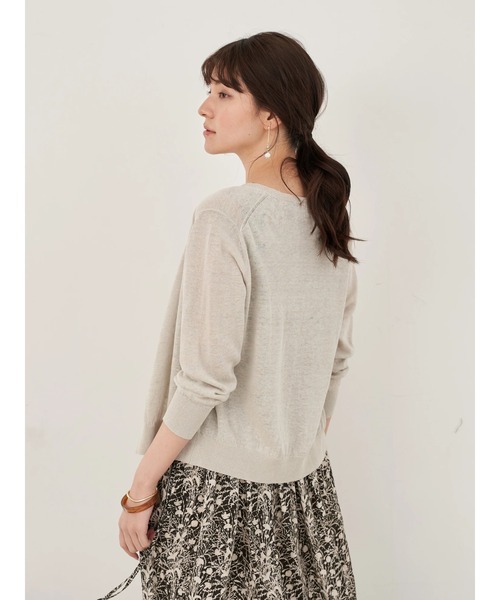 YECCA VECCA（イェッカヴェッカ）の「【Steady.6月号掲載】P.フレンチリネンカーディガン　＊（カーディガン/ボレロ・レディース・ライトグレー/ブラック/パープル/オフホワイト/イエロー/グリーン・FREE）」の11枚目の写真