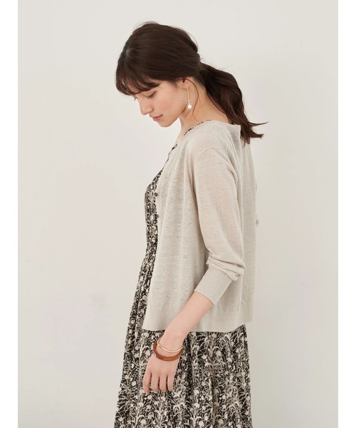 YECCA VECCA（イェッカヴェッカ）の「【Steady.6月号掲載】P.フレンチリネンカーディガン　＊（カーディガン/ボレロ・レディース・ライトグレー/ブラック/パープル/オフホワイト/イエロー/グリーン・FREE）」の10枚目の写真