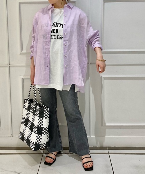 RIVE DROITE（リヴドロワ）の「カレッジロゴタンクカットソー（Tシャツ/カットソー・レディース・オフホワイト/チャコールグレー/ライトベージュ・FREE）」の5枚目の写真