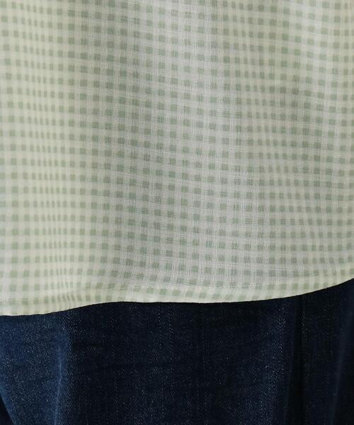 Cutie Blonde（キューティーブロンド）の「◆【S-L】シャーリングギンガムチェックブラウス（シャツ/ブラウス・レディース・ブラック系1/ダークグリーン系1/ベージュ系その他2・03/01/02）」の9枚目の写真