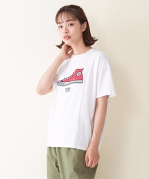 CONVERSE（コンバース）の「【CONVERSE/コンバース】シューズ柄アップリケ　ワッフルＴシャツ ブランドロゴ（Tシャツ/カットソー・レディース）」