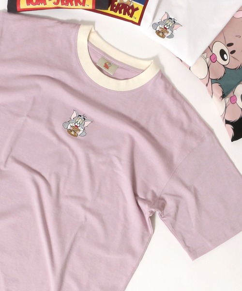 MARUKAWA(マルカワ)の「Tom&Jerry/ トム&ジェリー リンガー 刺繍 アニメ プリントTシャツ(Tシャツ/カットソー・レディース・ホワイト/ブラック/ラベンダー/ホワイト系その他/ブルーグリーン/チャコール・M/L)」の6枚目の写真