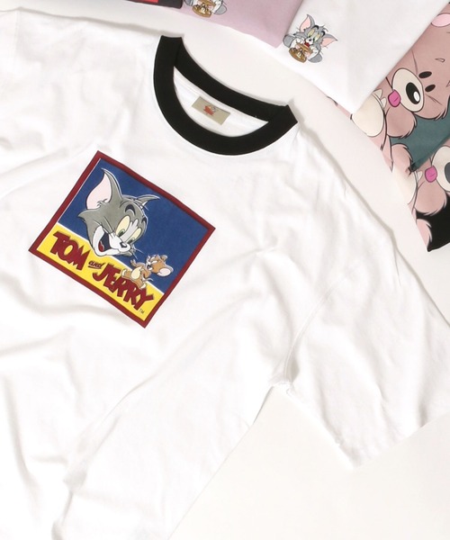 MARUKAWA(マルカワ)の「Tom&Jerry/ トム&ジェリー リンガー 刺繍 アニメ プリントTシャツ(Tシャツ/カットソー・レディース・ホワイト/ブラック/ラベンダー/ホワイト系その他/ブルーグリーン/チャコール・M/L)」の2枚目の写真