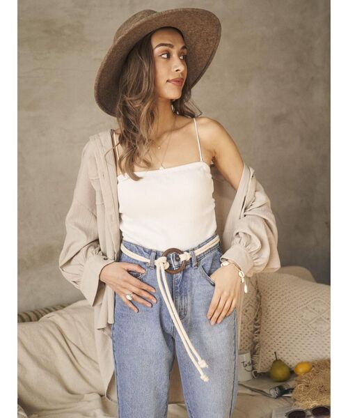 To the sea（トゥーザシー）の「ウォッシャブルリネンタッチオーバーシャツ（シャツ/ブラウス・レディース・ホワイト/ベージュ・FREE）」の7枚目の写真