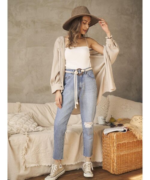 To the sea（トゥーザシー）の「ウォッシャブルリネンタッチオーバーシャツ（シャツ/ブラウス・レディース・ホワイト/ベージュ・FREE）」の10枚目の写真