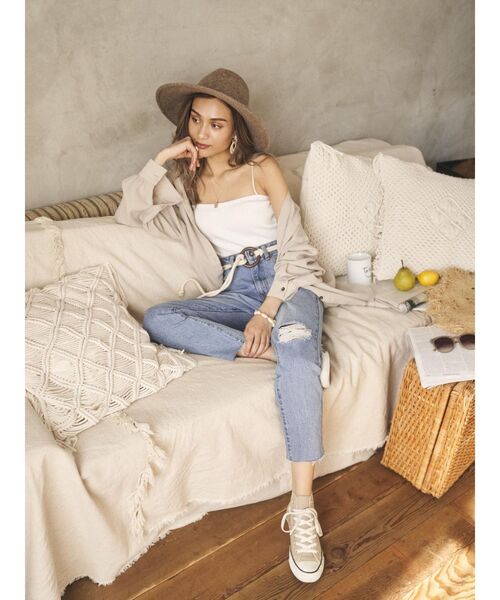 To the sea（トゥーザシー）の「ウォッシャブルリネンタッチオーバーシャツ（シャツ/ブラウス・レディース・ホワイト/ベージュ・FREE）」の11枚目の写真