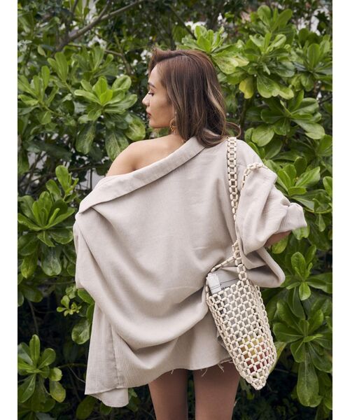 To the sea（トゥーザシー）の「ウォッシャブルリネンタッチオーバーシャツ（シャツ/ブラウス・レディース・ホワイト/ベージュ・FREE）」の13枚目の写真