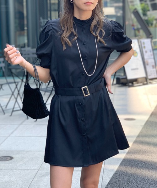 RASVOA（ラスボア）の「バンドカラーパワショルワンピース（ワンピース・レディース・ブラック/ベージュ/オフホワイト・FREE）」の18枚目の写真