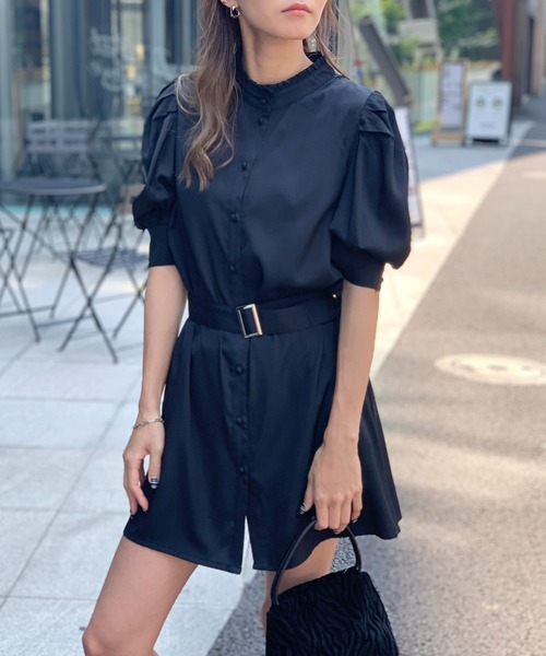 RASVOA（ラスボア）の「バンドカラーパワショルワンピース（ワンピース・レディース・ブラック/ベージュ/オフホワイト・FREE）」の20枚目の写真