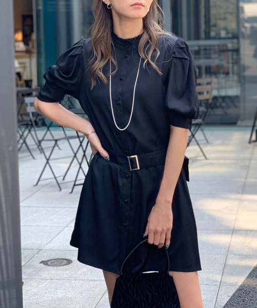 RASVOA（ラスボア）の「バンドカラーパワショルワンピース（ワンピース・レディース・ブラック/ベージュ/オフホワイト・FREE）」の17枚目の写真