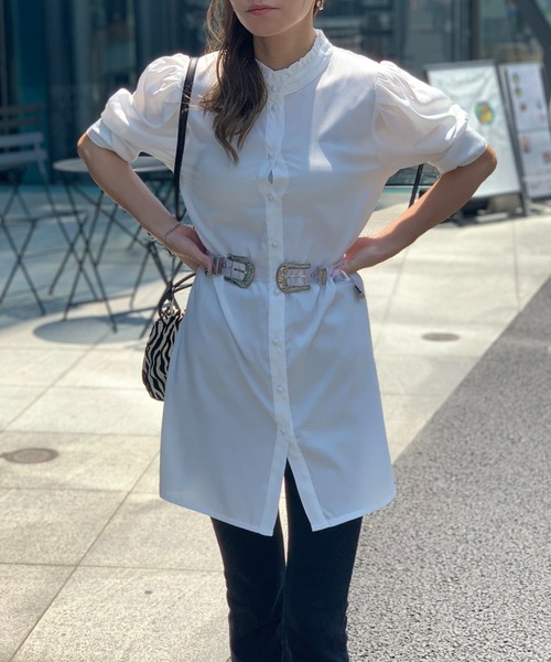 RASVOA（ラスボア）の「バンドカラーパワショルワンピース（ワンピース・レディース・ブラック/ベージュ/オフホワイト・FREE）」の22枚目の写真