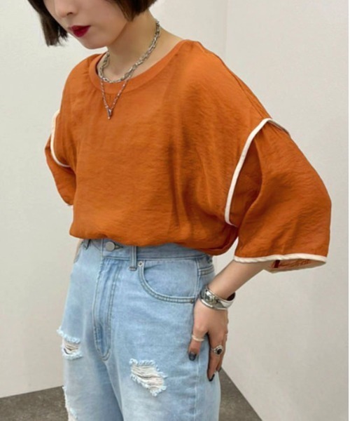 apres jour mignon(アプレジュールミニョン)の「シアーTシャツ+キャミSET 【ZOZOTOWN限定アイテム】(Tシャツ/カットソー・メンズ・ブラック/グリーン系その他/アイボリー/オレンジ・X-LARGE/フリー)」の1枚目の写真