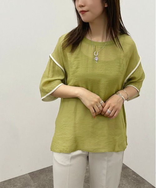apres jour mignon(アプレジュールミニョン)の「シアーTシャツ+キャミSET 【ZOZOTOWN限定アイテム】(Tシャツ/カットソー・メンズ・ブラック/グリーン系その他/アイボリー/オレンジ・X-LARGE/フリー)」の21枚目の写真