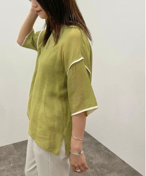apres jour mignon(アプレジュールミニョン)の「シアーTシャツ+キャミSET 【ZOZOTOWN限定アイテム】(Tシャツ/カットソー・メンズ・ブラック/グリーン系その他/アイボリー/オレンジ・X-LARGE/フリー)」の14枚目の写真