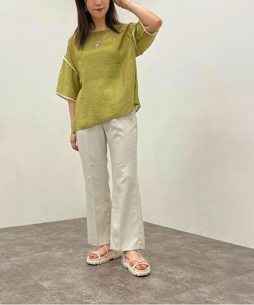 apres jour mignon(アプレジュールミニョン)の「シアーTシャツ+キャミSET 【ZOZOTOWN限定アイテム】(Tシャツ/カットソー・メンズ・ブラック/グリーン系その他/アイボリー/オレンジ・X-LARGE/フリー)」の7枚目の写真