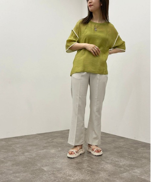 apres jour mignon(アプレジュールミニョン)の「シアーTシャツ+キャミSET 【ZOZOTOWN限定アイテム】(Tシャツ/カットソー・メンズ・ブラック/グリーン系その他/アイボリー/オレンジ・X-LARGE/フリー)」の11枚目の写真