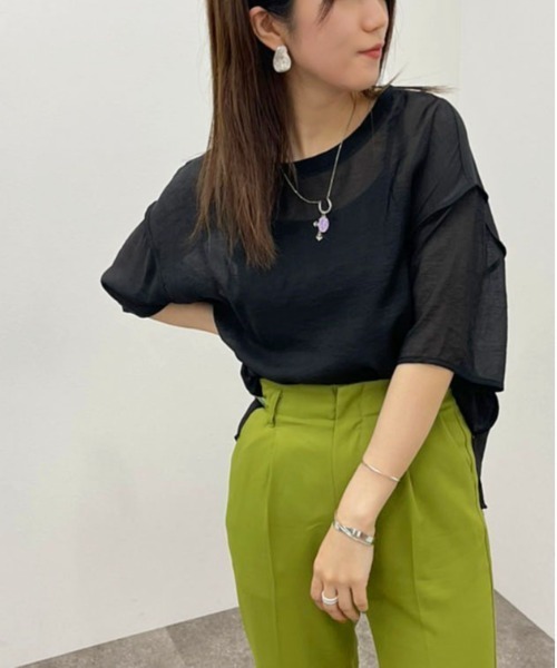 apres jour mignon(アプレジュールミニョン)の「シアーTシャツ+キャミSET 【ZOZOTOWN限定アイテム】(Tシャツ/カットソー・メンズ・ブラック/グリーン系その他/アイボリー/オレンジ・X-LARGE/フリー)」の13枚目の写真