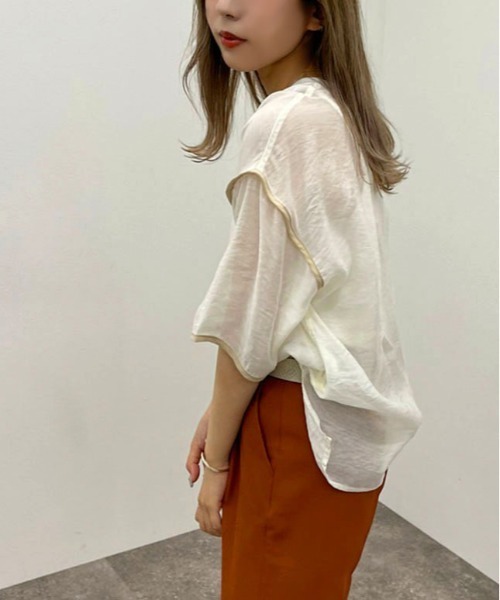 apres jour mignon(アプレジュールミニョン)の「シアーTシャツ+キャミSET 【ZOZOTOWN限定アイテム】(Tシャツ/カットソー・メンズ・ブラック/グリーン系その他/アイボリー/オレンジ・X-LARGE/フリー)」の9枚目の写真