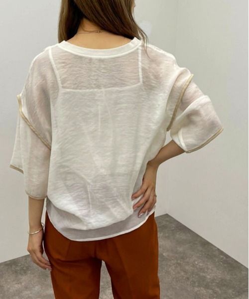 apres jour mignon(アプレジュールミニョン)の「シアーTシャツ+キャミSET 【ZOZOTOWN限定アイテム】(Tシャツ/カットソー・メンズ・ブラック/グリーン系その他/アイボリー/オレンジ・X-LARGE/フリー)」の16枚目の写真