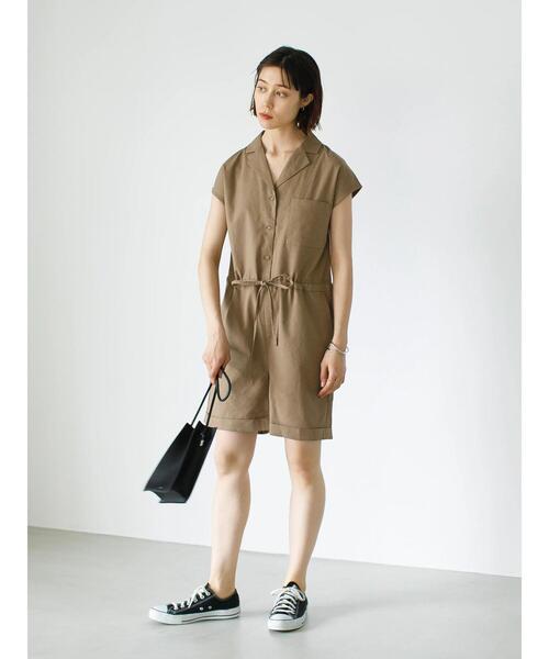 koe（コエ）の「リネン混ショートオールインワン＊（つなぎ/オールインワン・レディース・ブラック/グレイッシュベージュ/ベージュ系その他・FREE）」の21枚目の写真