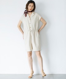 リネン混ショートオールインワン＊