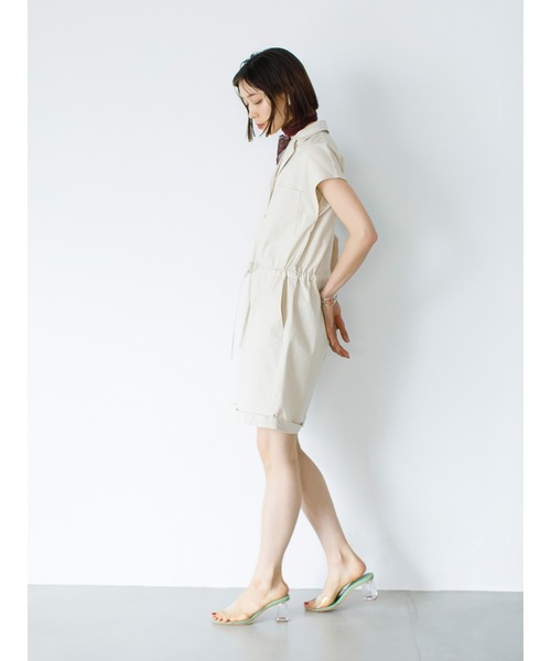 koe（コエ）の「リネン混ショートオールインワン＊（つなぎ/オールインワン・レディース・ブラック/グレイッシュベージュ/ベージュ系その他・FREE）」の5枚目の写真