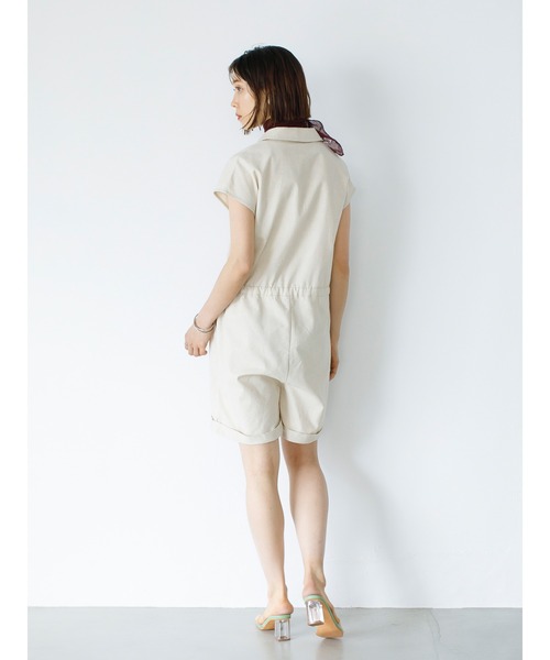 koe（コエ）の「リネン混ショートオールインワン＊（つなぎ/オールインワン・レディース・ブラック/グレイッシュベージュ/ベージュ系その他・FREE）」の6枚目の写真