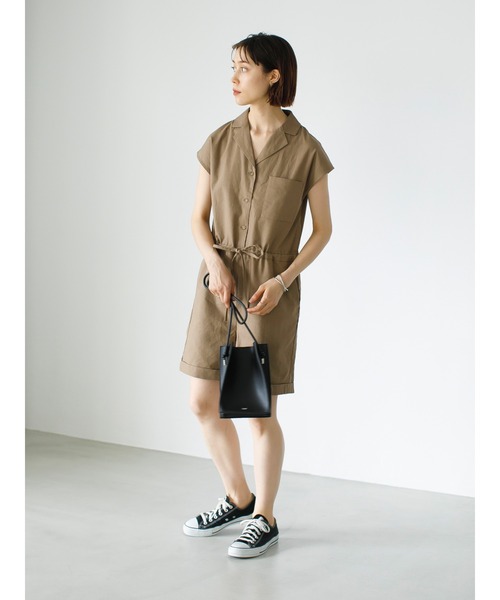 koe（コエ）の「リネン混ショートオールインワン＊（つなぎ/オールインワン・レディース・ブラック/グレイッシュベージュ/ベージュ系その他・FREE）」の16枚目の写真