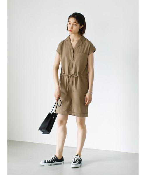 koe（コエ）の「リネン混ショートオールインワン＊（つなぎ/オールインワン・レディース・ブラック/グレイッシュベージュ/ベージュ系その他・FREE）」の18枚目の写真