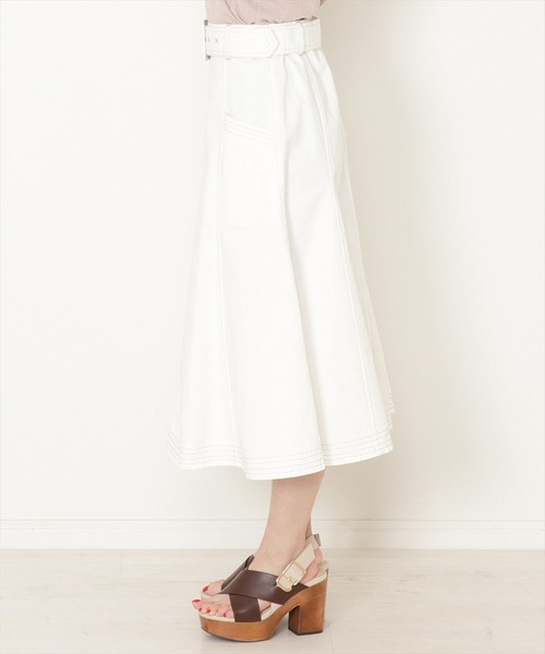 WILLSELECTION(ウィルセレクション)の「ベルト付テンセル風デニムナローフレアスカート(デニムスカート・レディース・オフホワイト/サックスブルー/ブルー・SMALL/MEDIUM)」の14枚目の写真