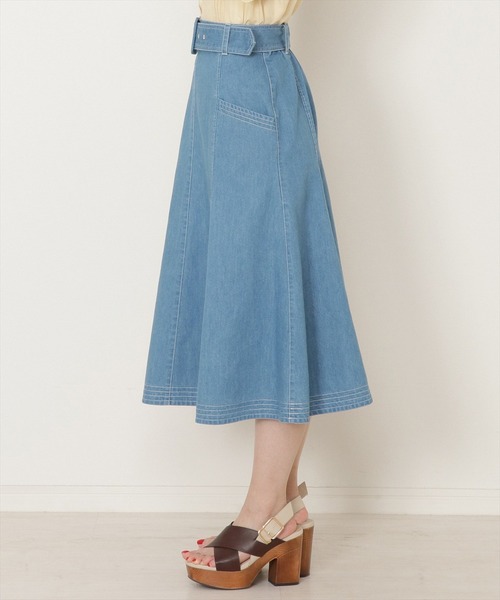 WILLSELECTION(ウィルセレクション)の「ベルト付テンセル風デニムナローフレアスカート(デニムスカート・レディース・オフホワイト/サックスブルー/ブルー・SMALL/MEDIUM)」の22枚目の写真