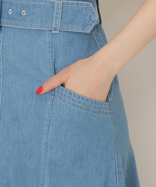 WILLSELECTION(ウィルセレクション)の「ベルト付テンセル風デニムナローフレアスカート(デニムスカート・レディース・オフホワイト/サックスブルー/ブルー・SMALL/MEDIUM)」の19枚目の写真