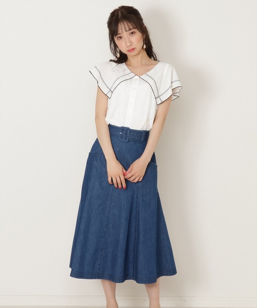 WILLSELECTION(ウィルセレクション)の「ベルト付テンセル風デニムナローフレアスカート(デニムスカート・レディース・オフホワイト/サックスブルー/ブルー・SMALL/MEDIUM)」の15枚目の写真