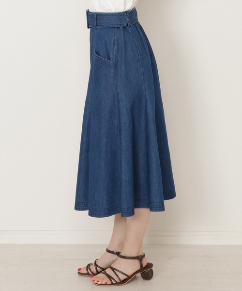 WILLSELECTION(ウィルセレクション)の「ベルト付テンセル風デニムナローフレアスカート(デニムスカート・レディース・オフホワイト/サックスブルー/ブルー・SMALL/MEDIUM)」の12枚目の写真