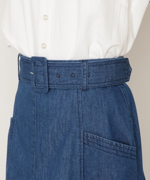WILLSELECTION(ウィルセレクション)の「ベルト付テンセル風デニムナローフレアスカート(デニムスカート・レディース・オフホワイト/サックスブルー/ブルー・SMALL/MEDIUM)」の6枚目の写真