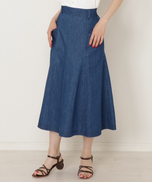 WILLSELECTION(ウィルセレクション)の「ベルト付テンセル風デニムナローフレアスカート(デニムスカート・レディース・オフホワイト/サックスブルー/ブルー・SMALL/MEDIUM)」の18枚目の写真