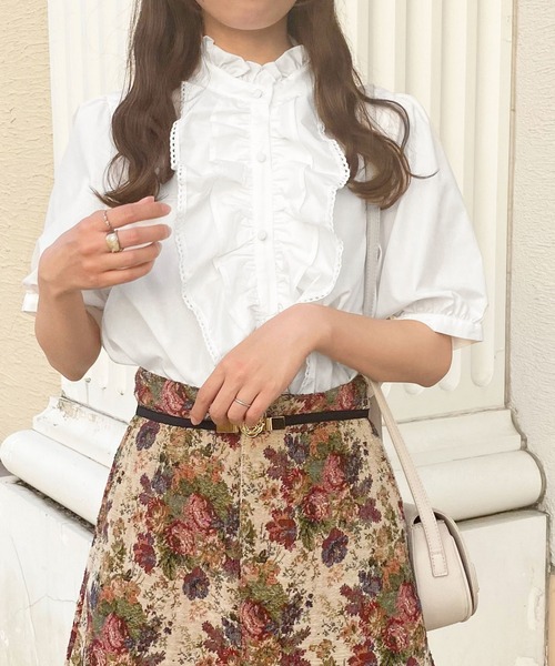 apres jour（アプレジュール）の「レース付きフリルブラウス【ZOZOTOWN限定アイテム】（シャツ/ブラウス・レディース・ブラック/オフホワイト・フリー/X-LARGE）」の3枚目の写真