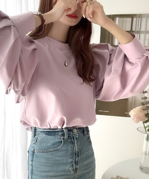 classicalelf（クラシカルエルフ）の「レトロな1枚♪バックリボンボリュームショルダーブラウス（シャツ/ブラウス・レディース・ライトグレー/ブラック/オフホワイト/ブルー系その他/スモークピンク/ラベンダー/ブラック×ホワイト・MEDIUM/LARGE/X-LARGE/SMALL）」の14枚目の写真