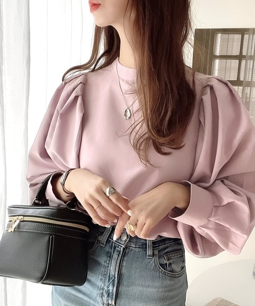 classicalelf（クラシカルエルフ）の「レトロな1枚♪バックリボンボリュームショルダーブラウス（シャツ/ブラウス・レディース・ライトグレー/ブラック/オフホワイト/ブルー系その他/スモークピンク/ラベンダー/ブラック×ホワイト・MEDIUM/LARGE/X-LARGE/SMALL）」の13枚目の写真