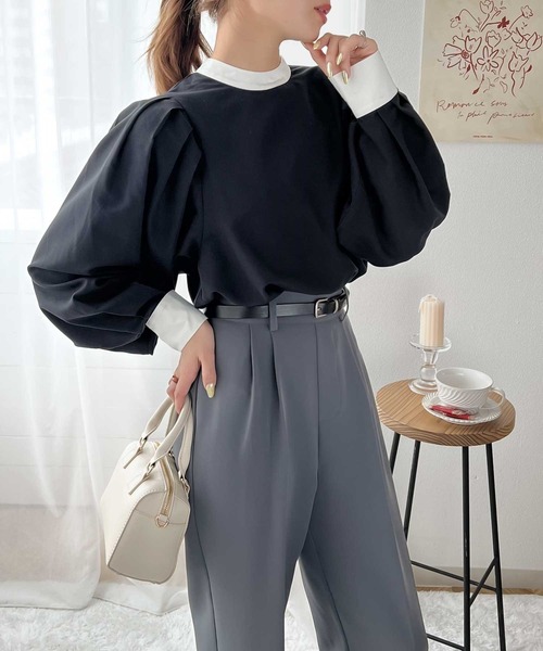 classicalelf（クラシカルエルフ）の「レトロな1枚♪バックリボンボリュームショルダーブラウス（シャツ/ブラウス・レディース・ライトグレー/ブラック/オフホワイト/ブルー系その他/スモークピンク/ラベンダー/ブラック×ホワイト・MEDIUM/LARGE/X-LARGE/SMALL）」の17枚目の写真